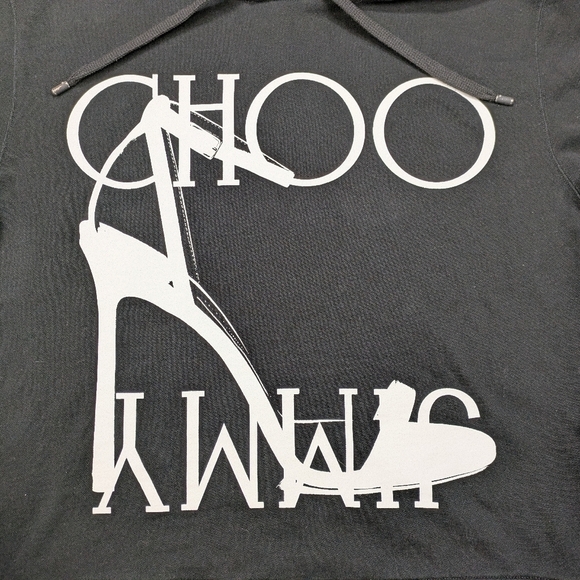 Jimmy Choo Hoodie Women's S Black High Heel Graphic Cotton French Terry - Picture 2 of 10
